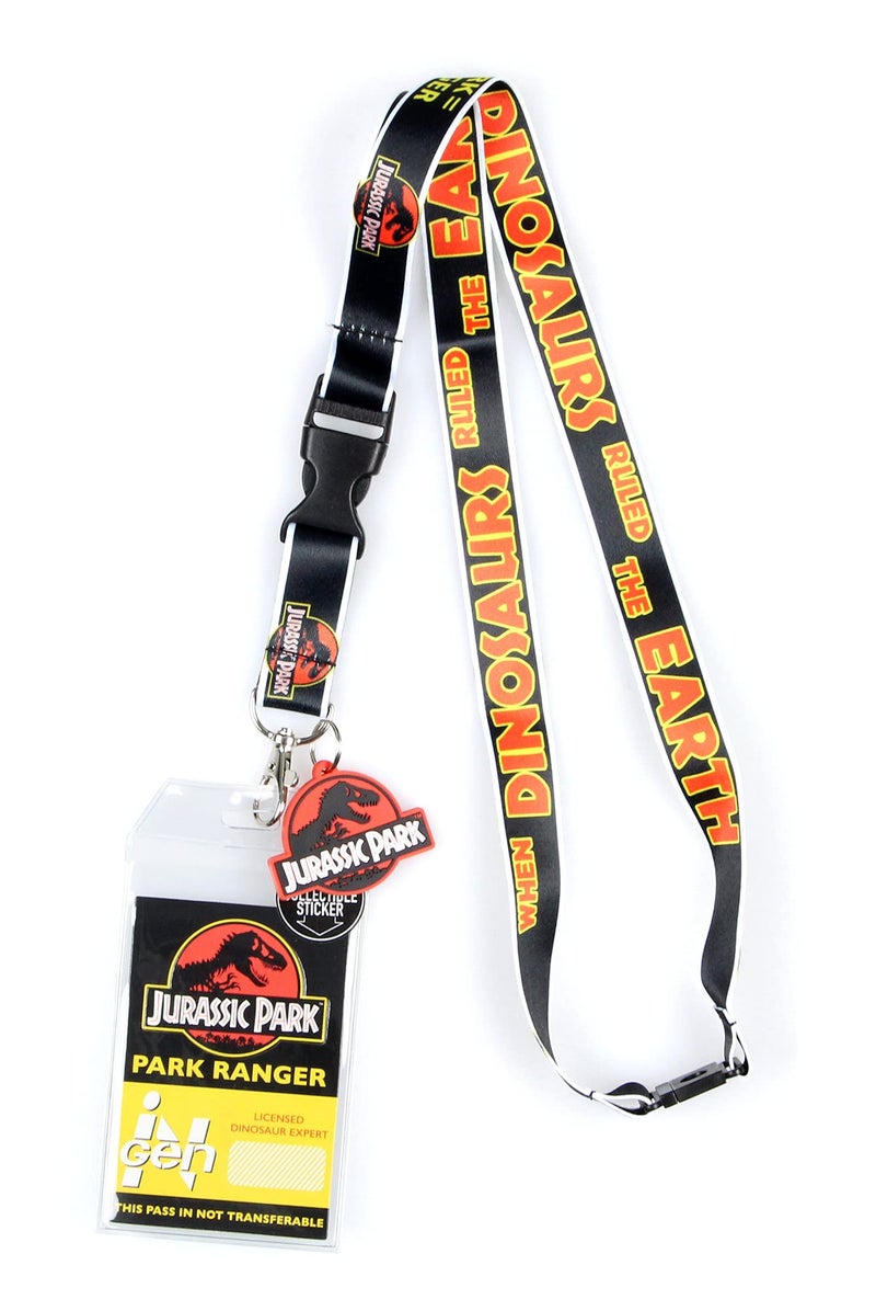 Bioworld Jurassic Park Park Ranger Breakaway Lanyard Clear ID Badge Holder Keychain - Image 1